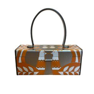 KIM DALZELL Signed Vintage Inspired Lucite Peacock Print Bag